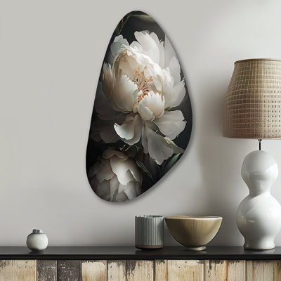 Gladney - Peonies Fall Shape Asymmetric Metal Wall Art