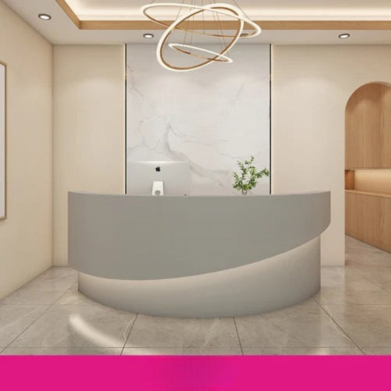 Garden Counter Reception Console Gigant White Replica Front Desk, 60cm H x 260cm W x 100cm D