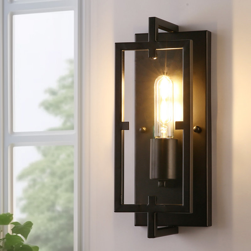 Rodrigus 1-Light Wrought Iron Flush Mounted Sconce