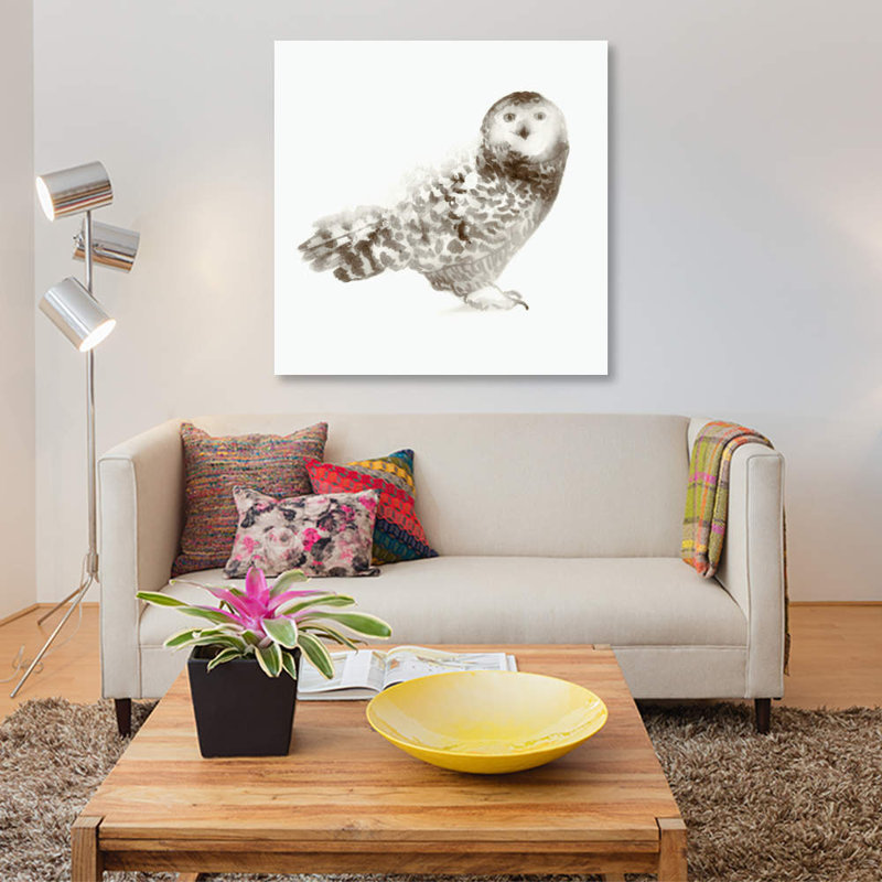 «Owl», reproduction sur toile, H 18 po x l 18 po x P 1,5 po, Toile tendue, Pas de tapis