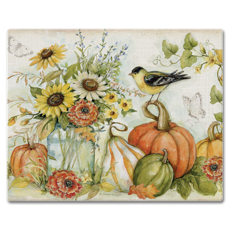 Planche à découper Autumn in The Air en verre trempé 12 po x 15 po
