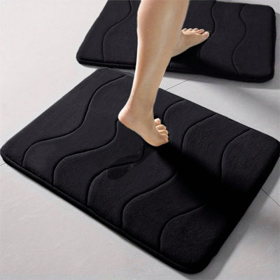 3-Pack Memory Foam Bath Mat Set - Super Absorbent Non-Slip Bathroom Rug Set