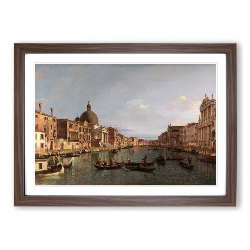 The Grand Canal in Venice by Giovanni Canaletto - Picture Frame Painting, 27cm H x 36cm W x 2cm D, Walnut