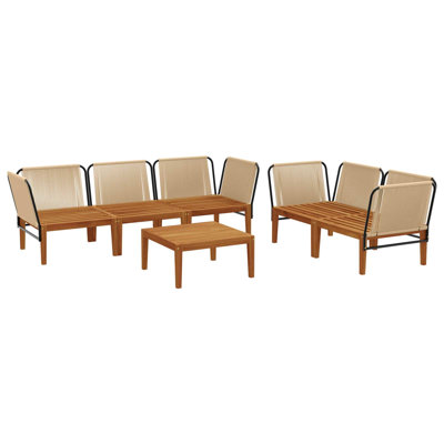  Garden Lounge Set Solid Acacia Wood & Rope Sofa Outdoor Furniture Patio