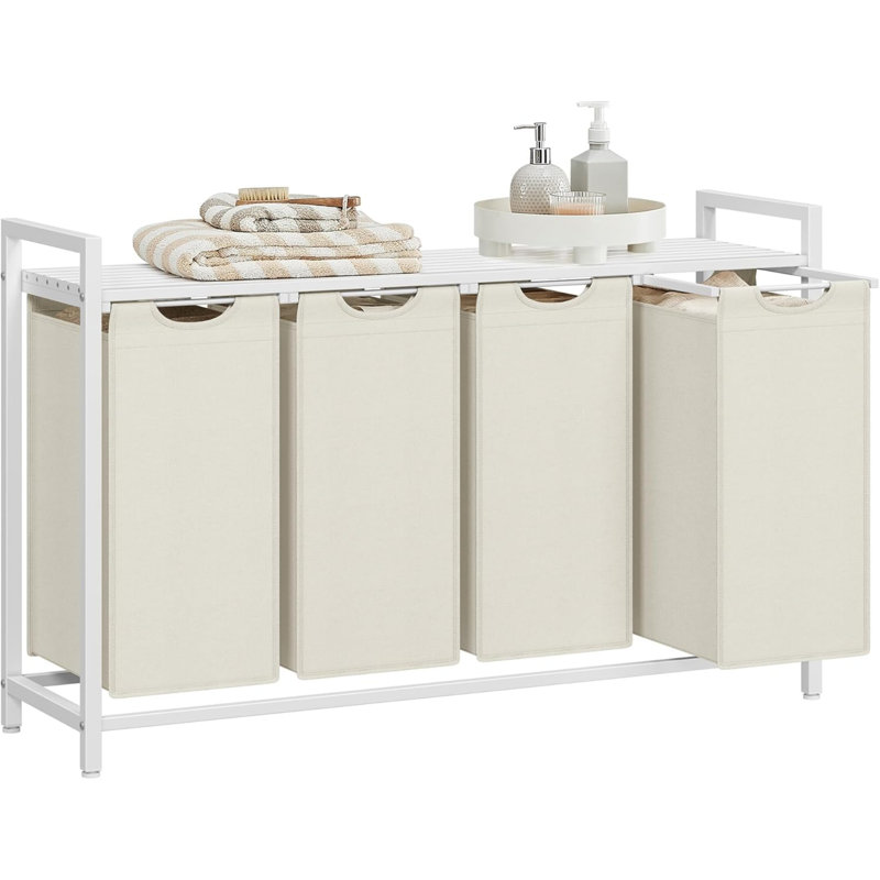 Bamboo Laundry Room Organiser, Cream/White