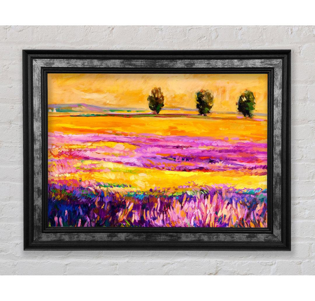 Pinks In A Field Of Gold Landscape - Einzelne Bilderrahmen Kunstdrucke