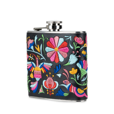 Blush Embroidered Flask By In Rainbow