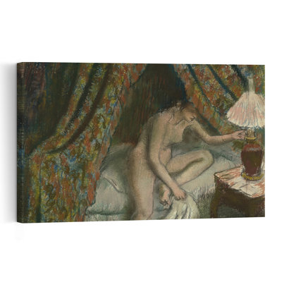 Retiring, C.1883 Impressionist Abstract Contemporary Wall Art Print by Edgar Degas - Wrapped Canvas Print