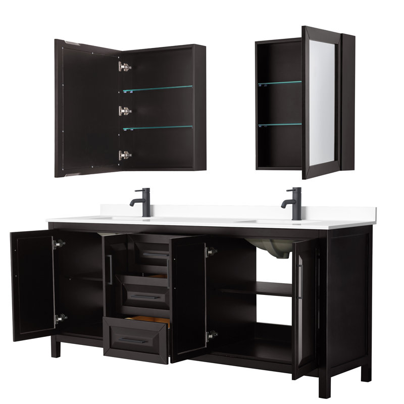 Daria 80'' W Double Vanity, Dark Espresso, Polished Chrome
