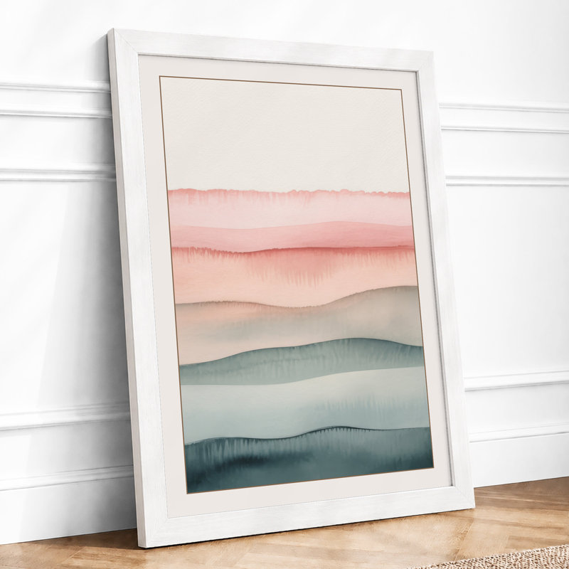 Misty Mountain Layers Minimalist - Framed Print, A1 - 84.1 x 59.4 cm, White