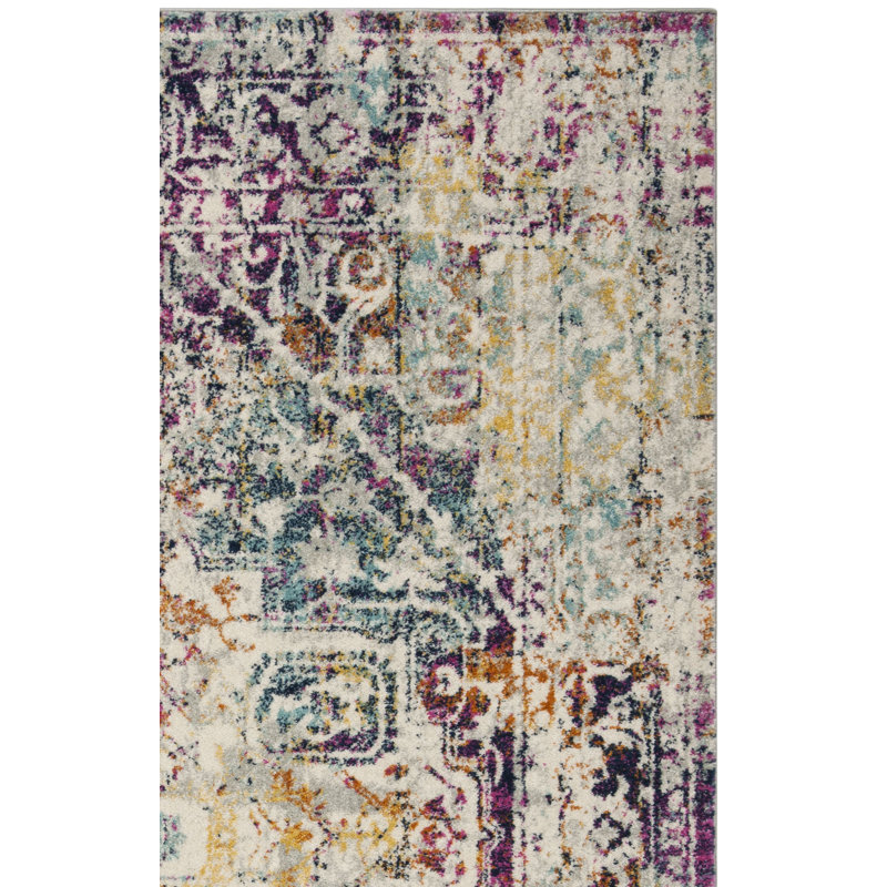Tapis ivoire / turquoise Christa, Rectangle 3 pi x 5 pi