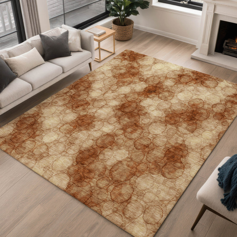 Tapis abstrait lavable à la machine intérieur / extérieur ACN2424, Rectangle 9 pi x 12 pi