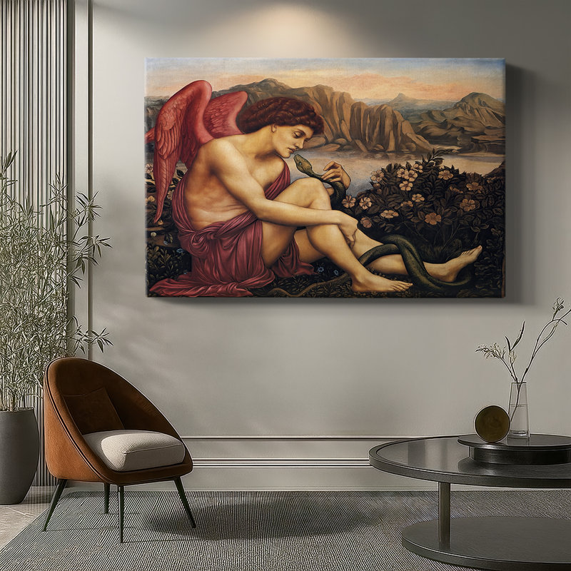 Evelyn De Morgan "The Angel with the Serpent" - Art mural de qualité musée sur toile tendue, 32 x 48