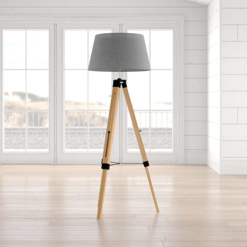 Mesquite 99cm Natural Tripod Floor Lamp, Grey