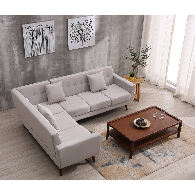 Canapé modulaire Barnet, Mélange de polyester beige / brun clair, Face à la gauche