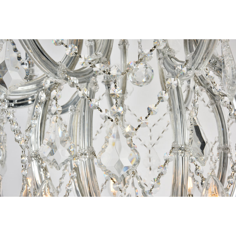 Lustre étagé de style bougie à 61 lumières Stockard, Or / cristal (transparent) / coupe royale