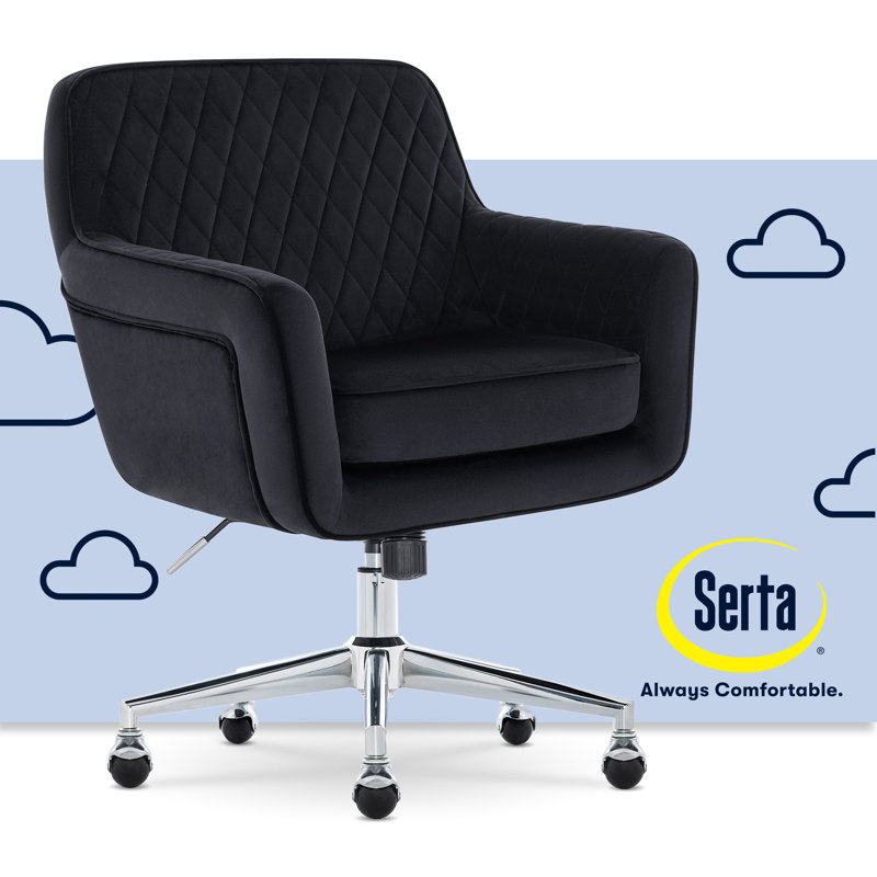 Ashleigh Swivel Office Chair, Black Velvet, Chrome