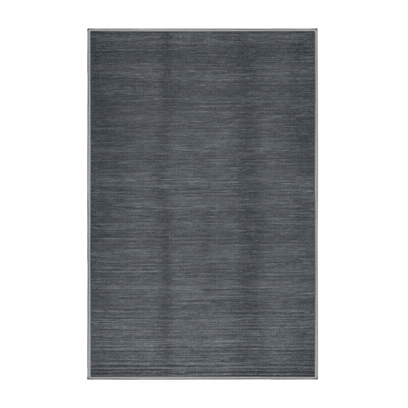 Machine Washable Solid Gray Area Rug, Rectangle 7' x 9'
