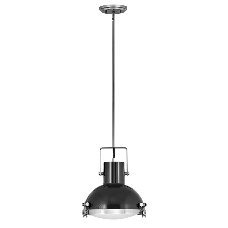 Nautique Single Light Coastal Pendant w/ Etched Opal Glass, 14.5" H x 13" W x 13" D, Heritage Brass