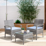 Ensemble de chaises de jardin et de table en rotin 3 pièces Red Barrel Studio®