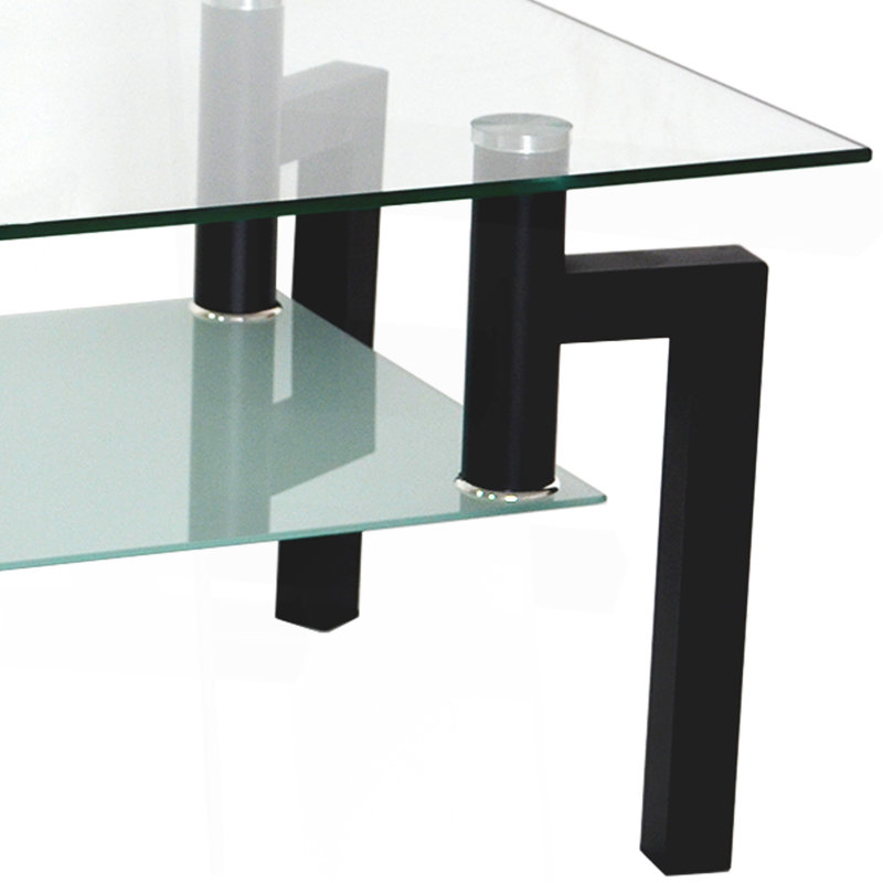 Table basse rectangulaire en verre noir