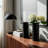 Glass Vase Ribbed Cylindrical Glass with Modern Grooved Design and Contemporary Silhouette for Decorative Display.-1303364762-1303364763