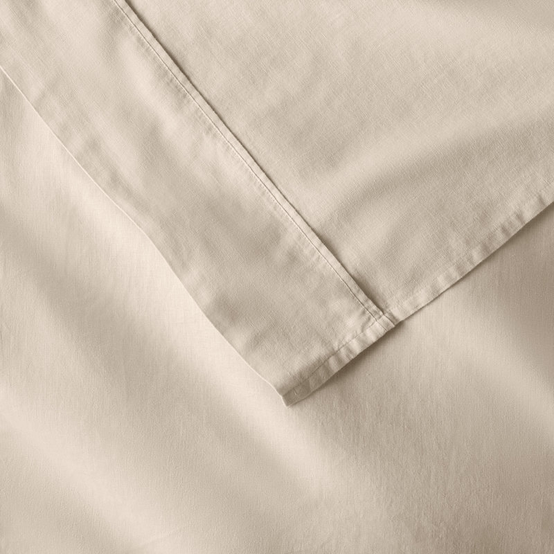 Jeffen Linen Blend Sheet Set, Full Sheet Set + 1 Fitted Sheet + 2 Pillowcases, Ivory