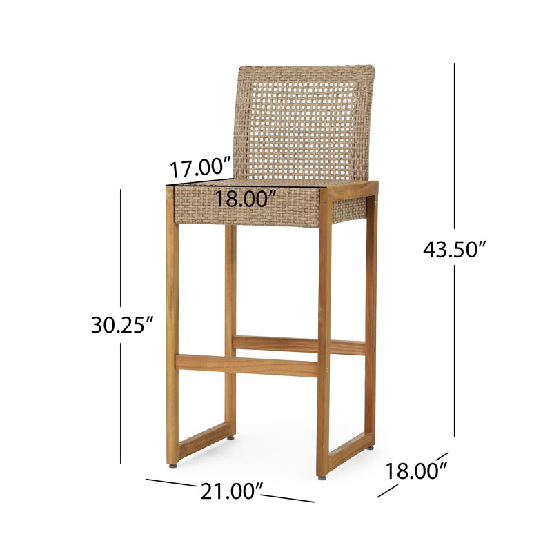 Clanton Wicker Outdoor 30.25'' Bar Stool