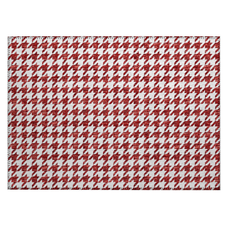 Loreen Washable Houndstooth Indoor / Outdoor Rug, Rectangle 1'8" x 2'6"