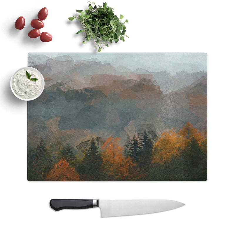 Glass Misty Forest in The Autumn in Abstract Chopping Board, 28.5 cm W x 20 cm L