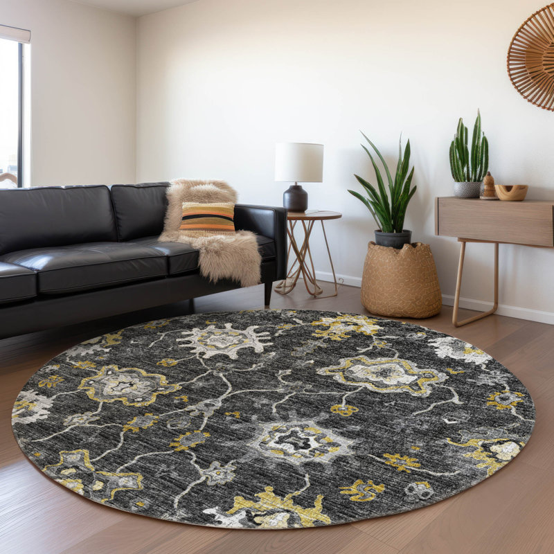 Ellenmarie Area Rug with Non-Slip Backing, Round 8'