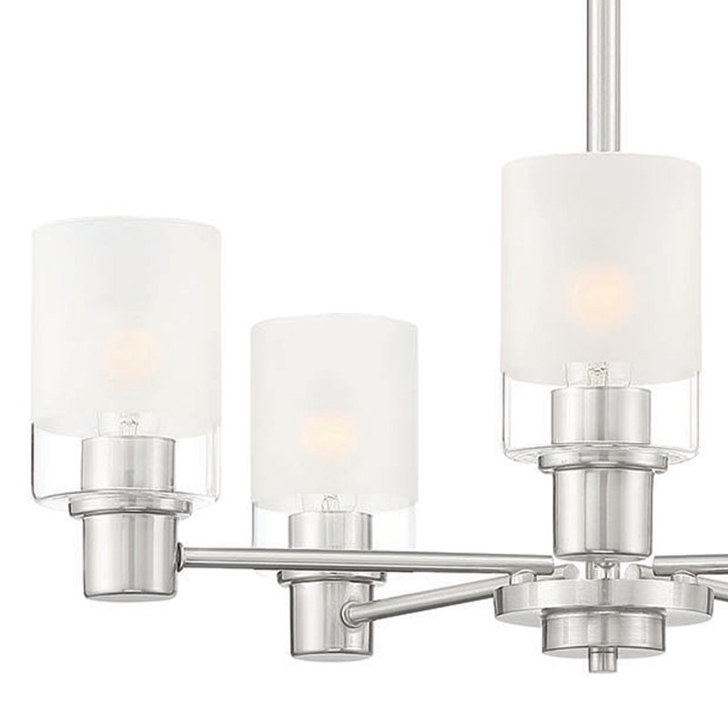 Lustre cylindrique Spoutnik Charvic Light, Nickel brossé, 5 lumières