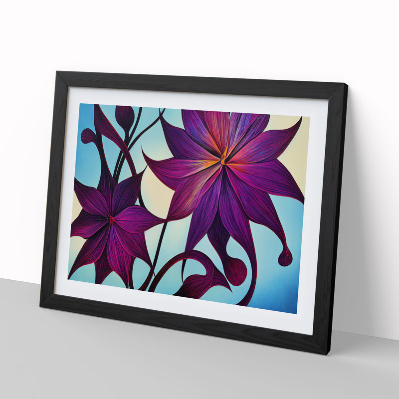 Cool Modern Flowers - Framed Print, 25cm H x 34cm W x 2cm D, Black Framed