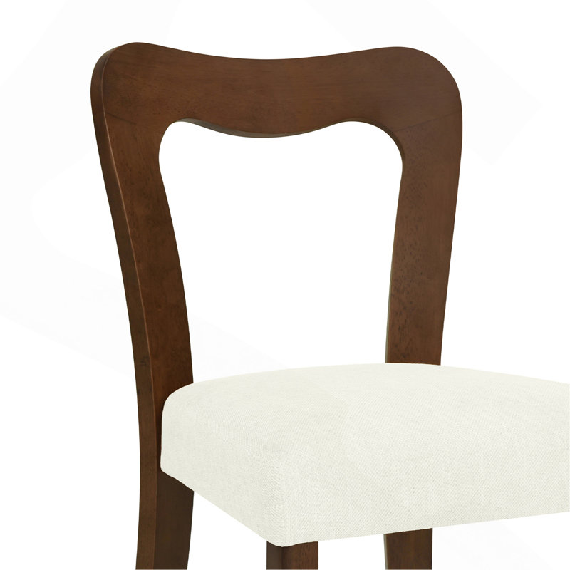 Ensemble de 2 chaises de salle à manger sans accoudoirs, Beige, Noyer