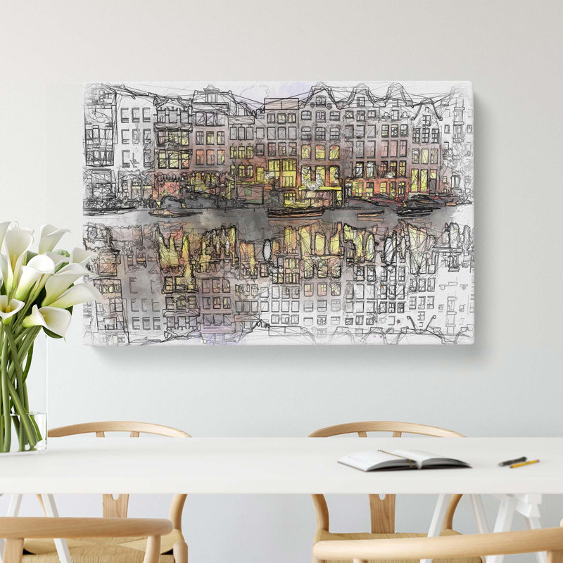 Amsterdam at Night in Abstract - Wrapped Canvas, 40cm H x 60cm W x 3cm D