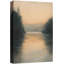 «Misty Forest Lake Landscape», art de chambre à coucher, impression sur toile encadrée-126545464-126545469