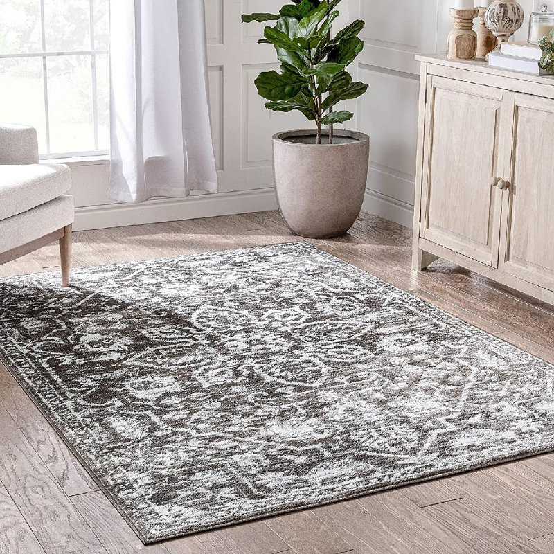 Tapis bleu foncé Arunima, Rectangle 7 pi 3 po x 9 pi 3 po