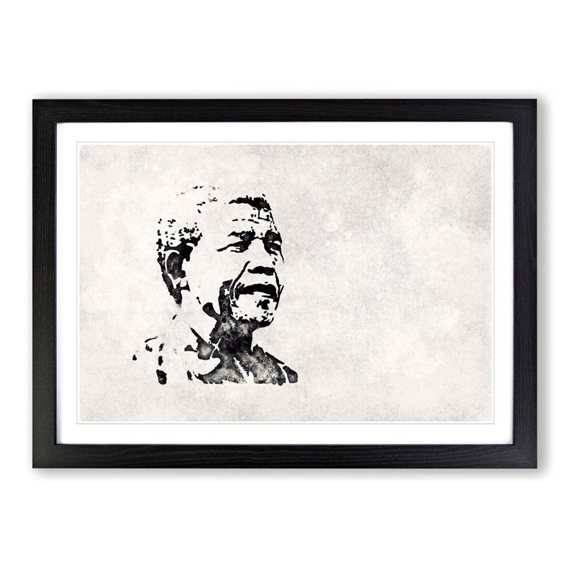 Nelson Mandella - Picture Frame Painting Print, 36cm H x 48cm W x 2cm D, Black Framed