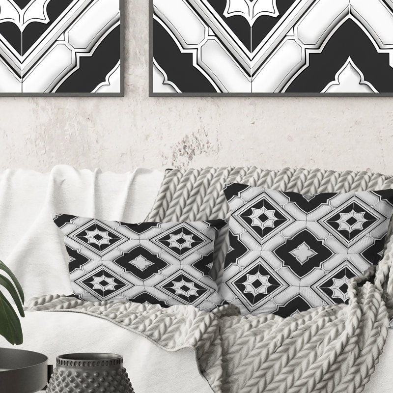 Gris moderne Trellis II - coussin décoratif moderne, H 18 po x l 18 po