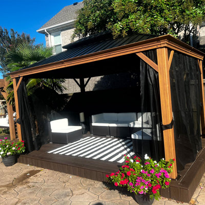 Purple Leaf Outdoor Wood Grain Aluminum Frame Gazebos