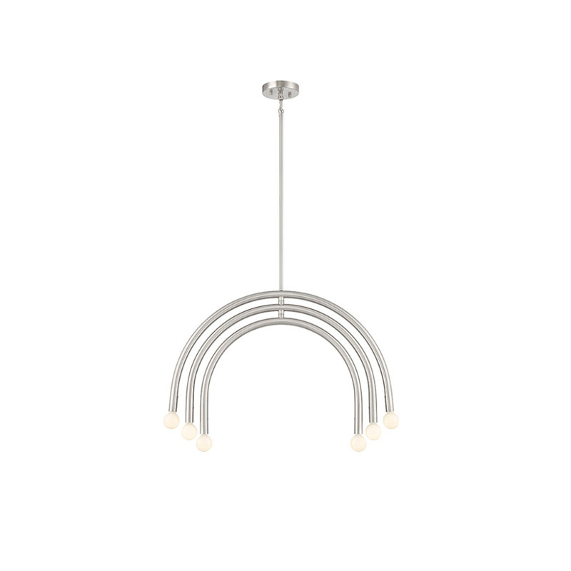 Lustre 6 lumières Meridian en nickel brossé, Nickel brossé