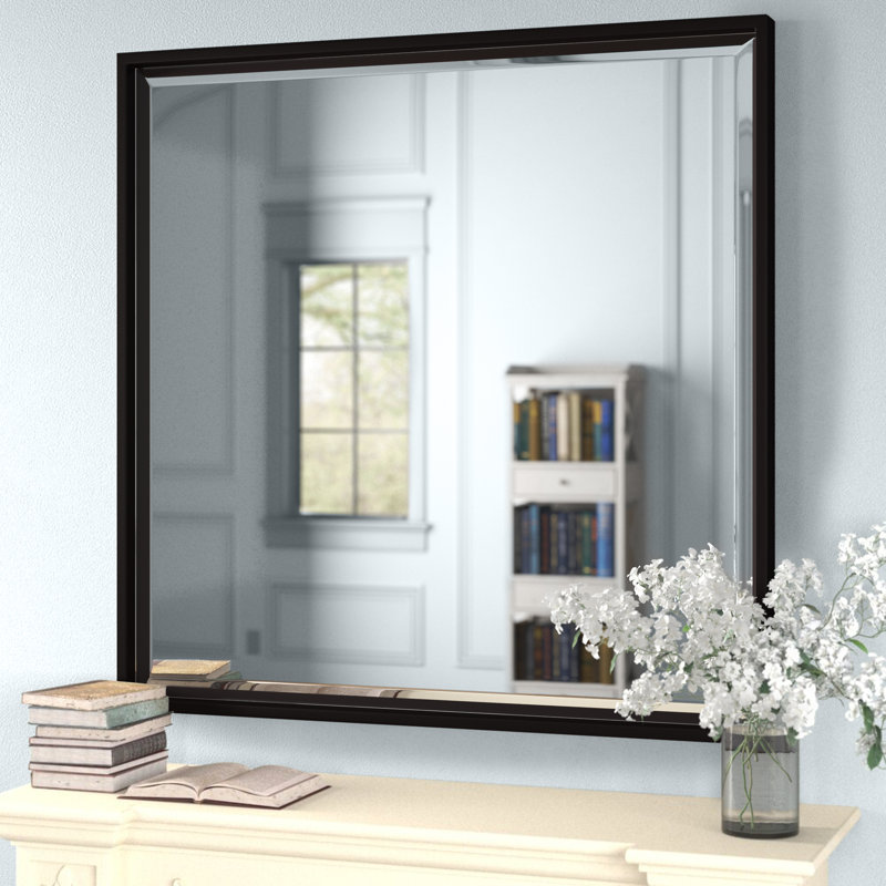 Ea Solid Wood Square Mirror, Black