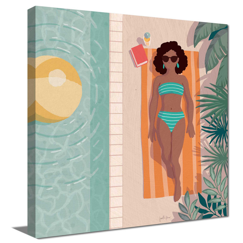 Beach Babes III - Peinture, L 24 po x H 24 po, Toile tendue