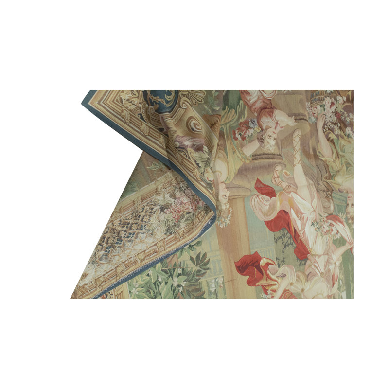 Hand-Knotted High-Quality Blue and Green Area Rug