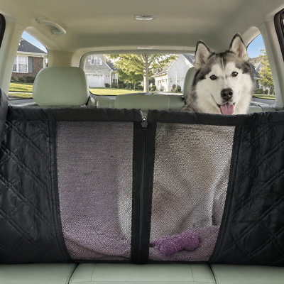 Un hamac arrière pour chien hydrofuge avec fenêtre en filet, construction antidérapante, protection anti-rayures durable et adapté aux voitures, camions et SUV.