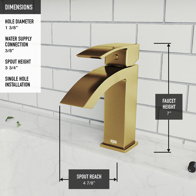 Satro 7" H Single Handle Single Hole Bathroom Faucet, Matte Gold