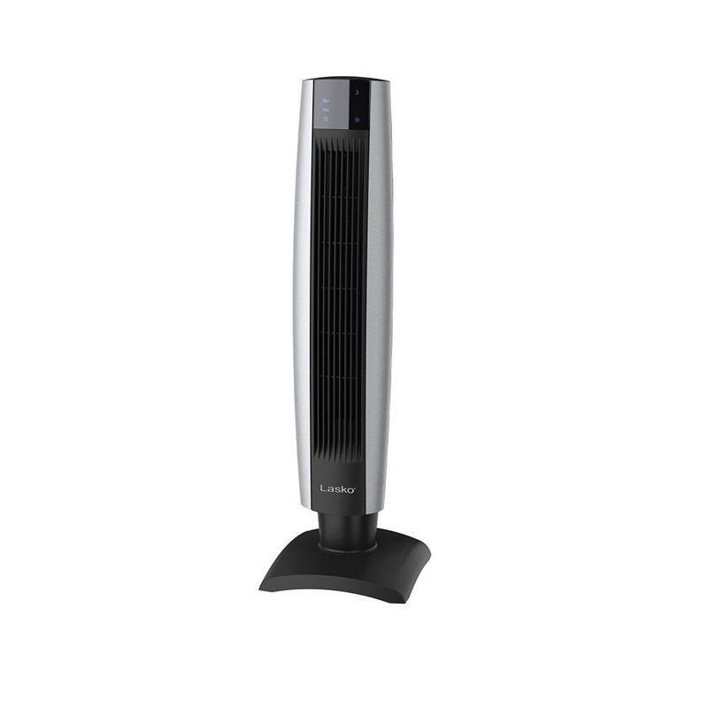 Lasko 34" Silver and Black Oscillating Tower Fan with Remote