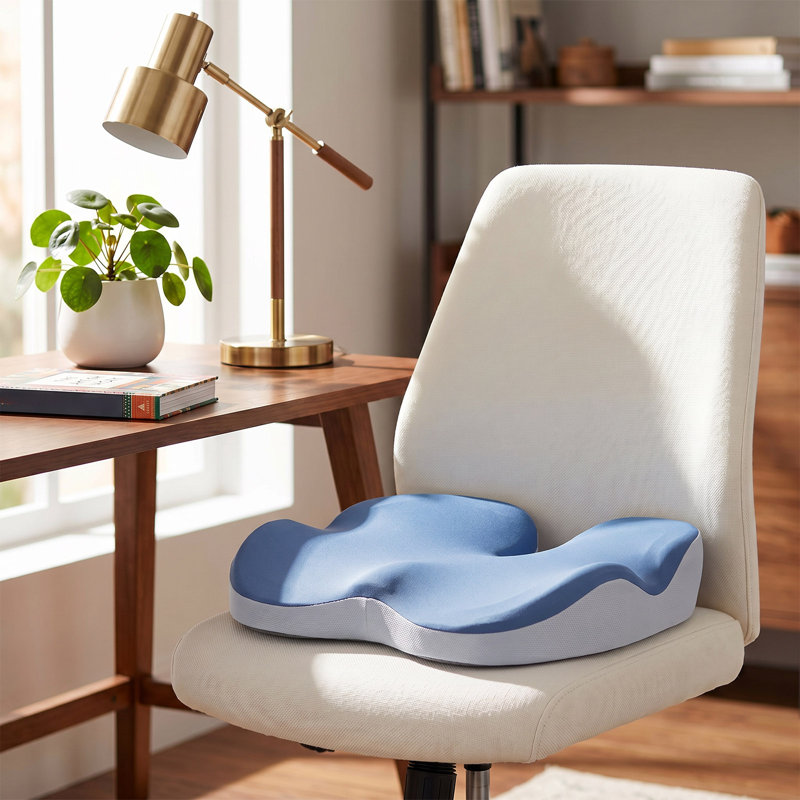 Butterfly-Shaped Memory Foam Seat Cushion, Blue, Grey