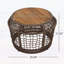 Table d'appoint ronde en bois d'acacia avec structure en corde tissée grise, plateau en teck, capacité de 150 lb, aucun assemblage requis, table d'appoint résistante aux intempéries pour le salon de patio