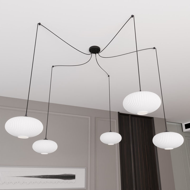 Sartore 5 - Light Matte Black Pendant, Matte Black/Opal
